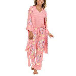 Flora Nikrooz 3-Piece Sleepwear Set - Pink - Medium